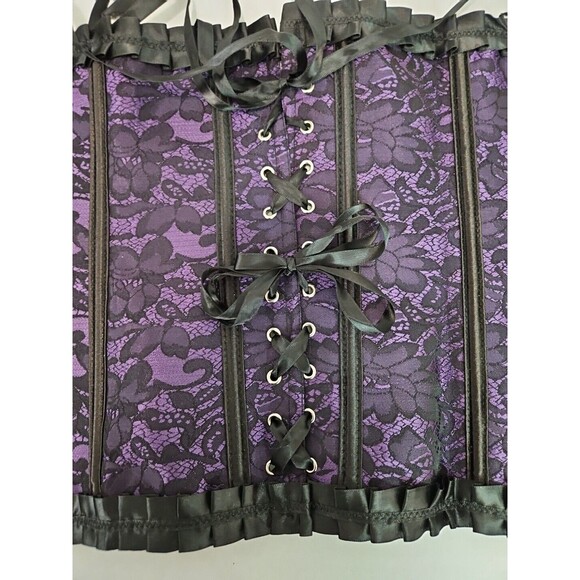 NEW Purple Black Lace Design Corset Top Sweetheart Crop Womens Size 6XL Plus - Picture 9 of 14